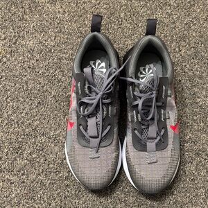 Gray and Red Athletic Sneakers